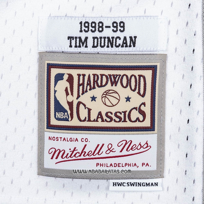 Camiseta San Antonio Spurs Tim Duncan #21 Mitchell & Ness 1998-99 Blanco